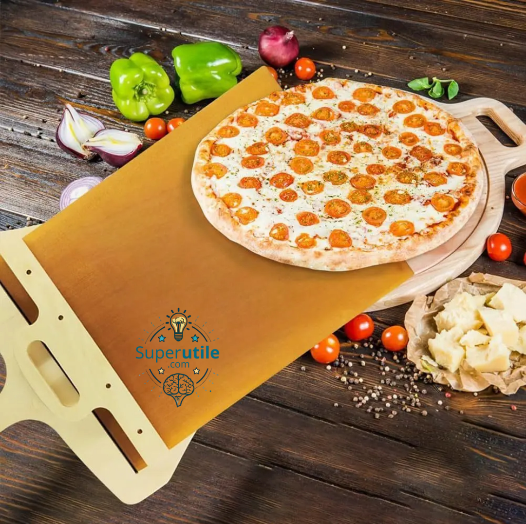 Planche à pizza coulissant en bois Naturel